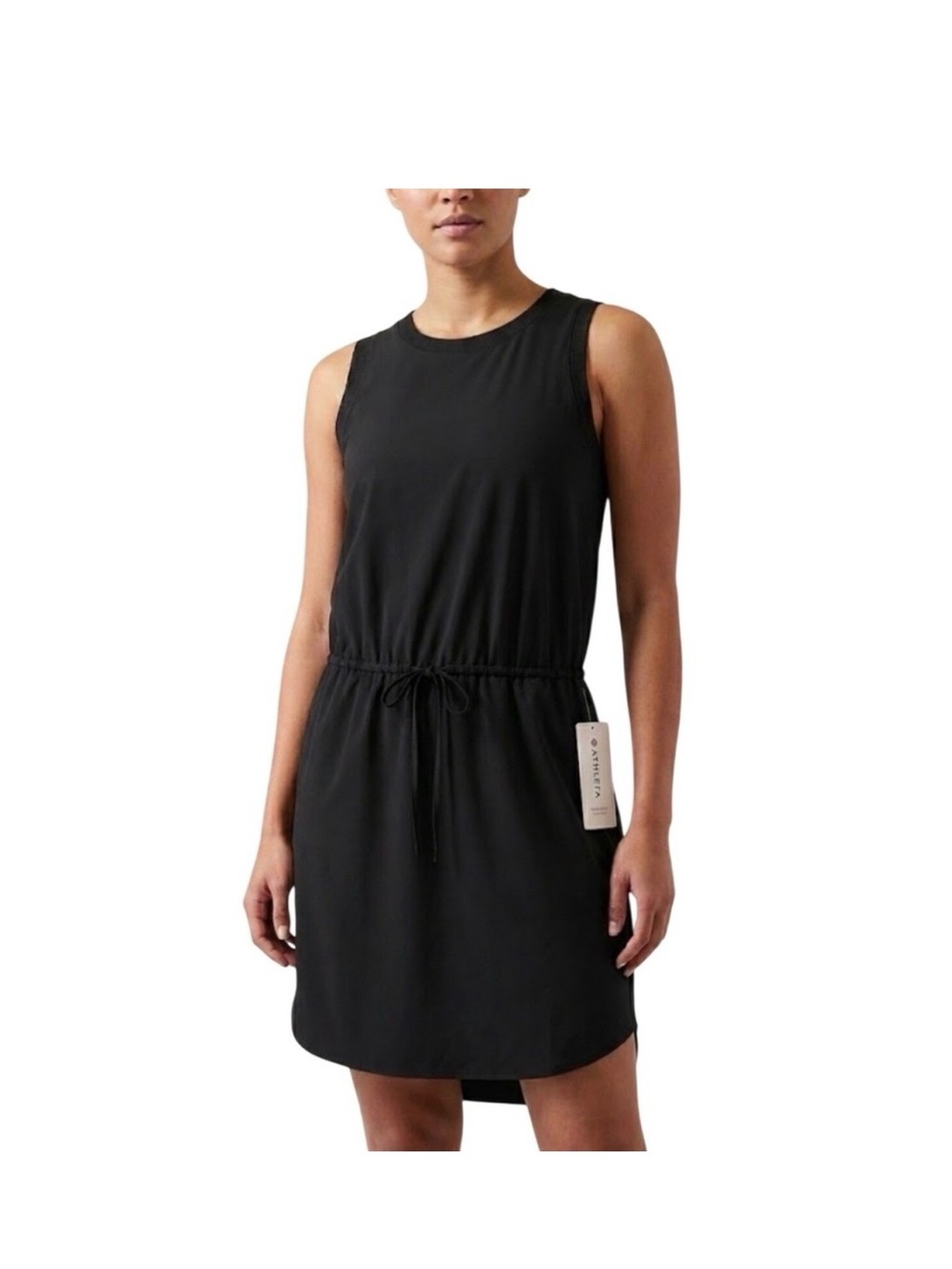 Athleta Rincon xsp Black Sleeveless Drawstring Mini Dress